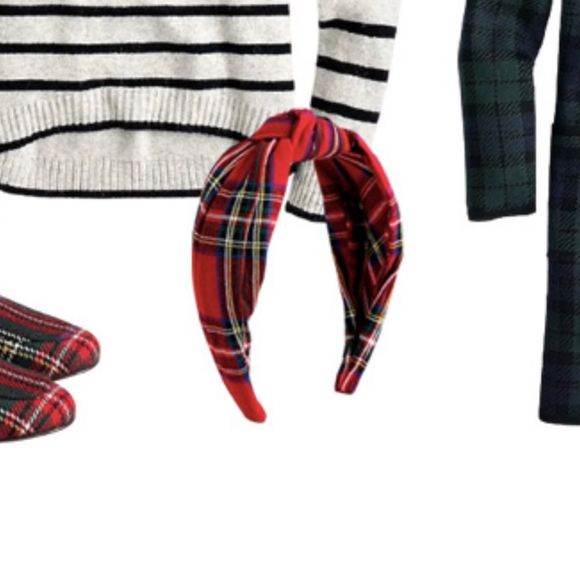 ❤️ NWT J. Crew Red Tartan Headband in Cotton - Picture 3 of 8